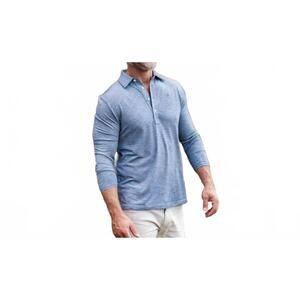 NEW CRIQUET long sleeve range polo in sapphire blue
